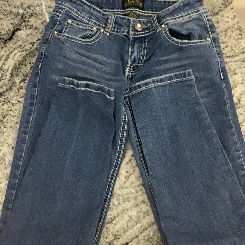 Girls Karma Blue distressed skinny jeans Sz 10